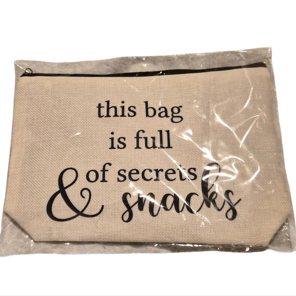 Canvas Zipper Pouch “This Bag Is Full of Secrets & Snacks”